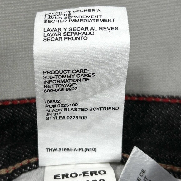 Vintage Tommy Hilfiger Jeans Women’s 4 Black 100% Cotton Y2K Boyfriend Low Rise - Picture 12 of 16